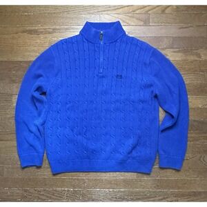 Chaps Men Cable Knit Mock Neck Zip Sweater Purple Size Large